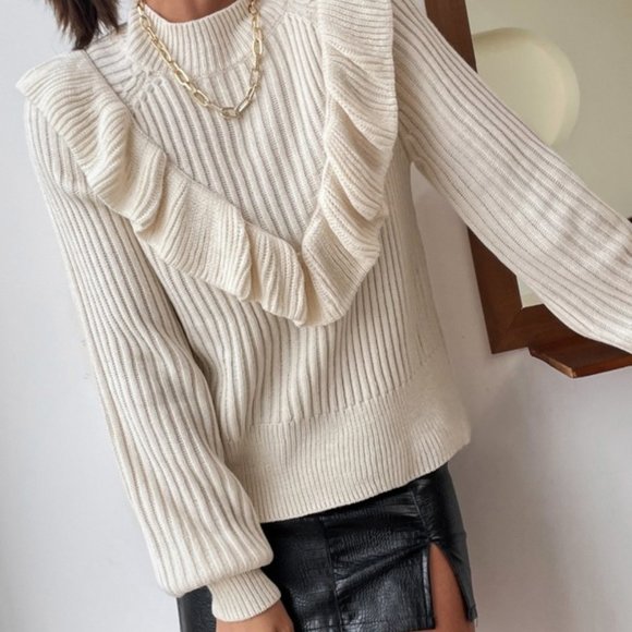 Contemporary Ruffle Trim Sweater Top - Picture 2 of 8